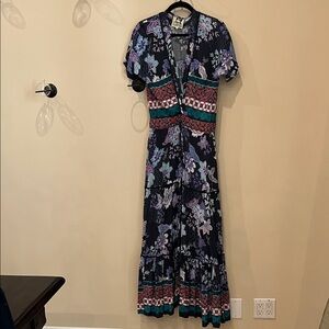 Floral Maxi Dress with Short Sleeves